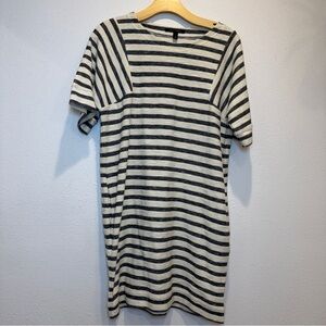 Banana Republic Terry Cloth Striped Knit Dress Blue and Cream size Medium Petite